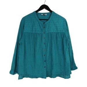 Anthropologie Pilcro and the Letterpress Mila Teal Draped Button Down Size Small